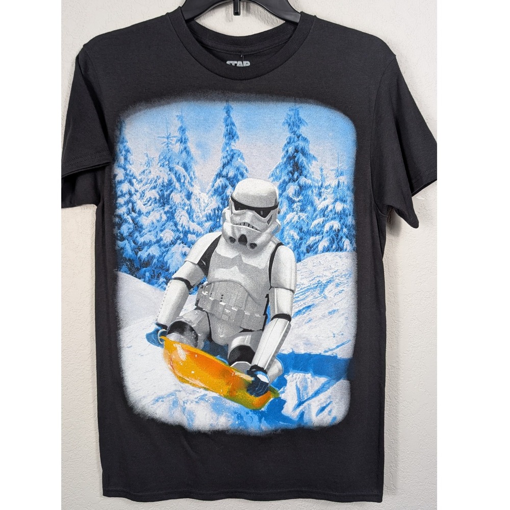 Star Wars Stormtrooper Snow Sledding Graphic T Shirt Mens Size S Black Fifth Sun